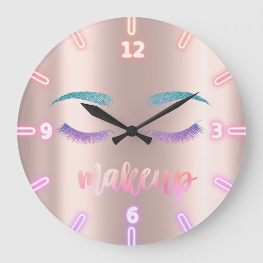 装飾可能なクールトレンディーバラ金ゴールドフェイクグリッターラヘス ラージ壁時計 (正面)