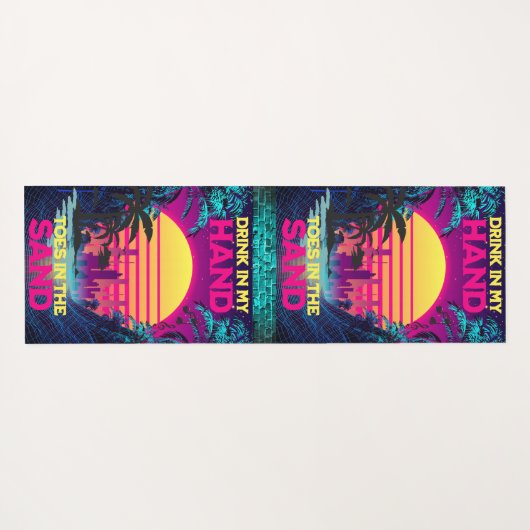 装飾可能な合成波/気化波レトロ80s ヨガマット (裏面(横))