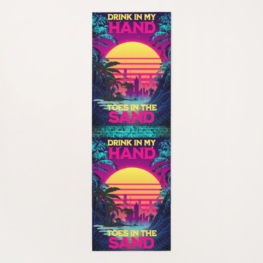 装飾可能な合成波/気化波レトロ80s ヨガマット (裏面)