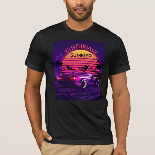 装飾可能Synthanwave Vaporwaveレトロ80s Tシャツ (正面)