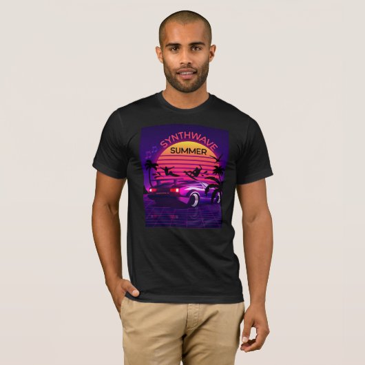 装飾可能Synthanwave Vaporwaveレトロ80s Tシャツ (正面フル)