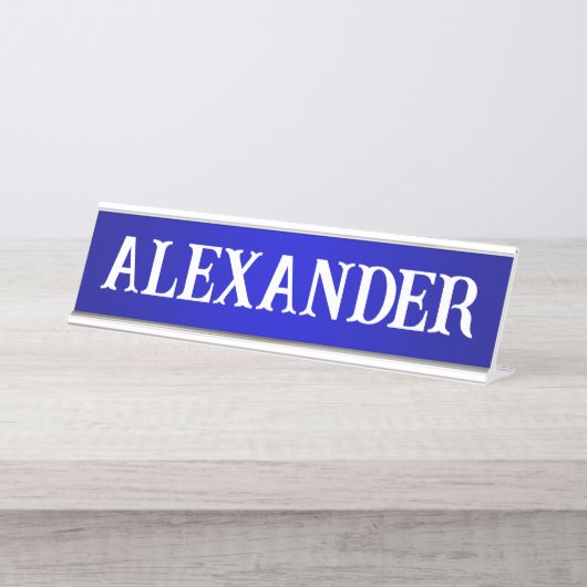 装飾名モダン青グラデーション デスクネームプレート (正面)