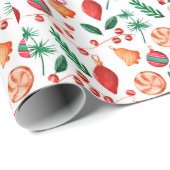 装飾品クリスマスウォーターカラーキャンディとオーナメント ラッピングペーパー (ロールコーナー)