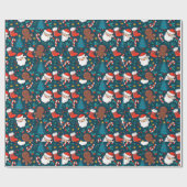 装飾品クリスマスサンタスとジンジャーブレッドマン ラッピングペーパー (フラット)