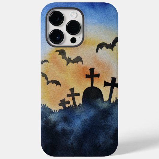 装飾品ハロウィーンこうもりイン墓地 Case-Mate iPhoneケース (裏面)