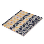 装飾品、つる植物、線、パターン、ネイビーブルー、ochr タイル (側面)