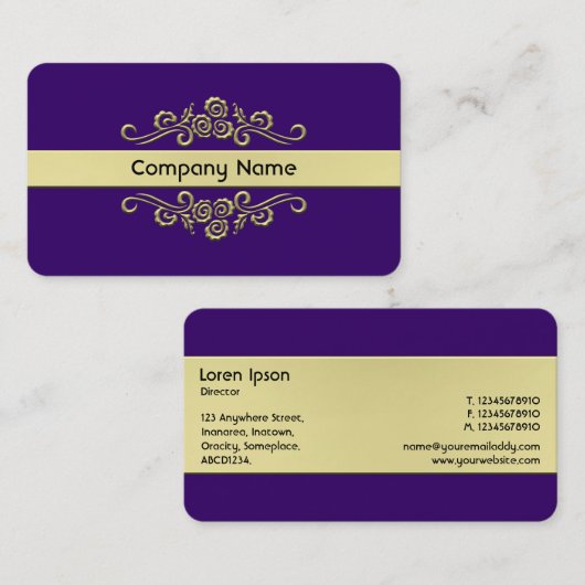 装飾品 – 金ゴールドと紫 名刺 (正面/裏面)