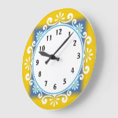 装飾壁時計：：黄色のフレーム ラージ壁時計 (傾斜)