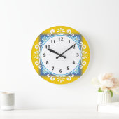 装飾壁時計：：黄色のフレーム ラージ壁時計 (ホーム)