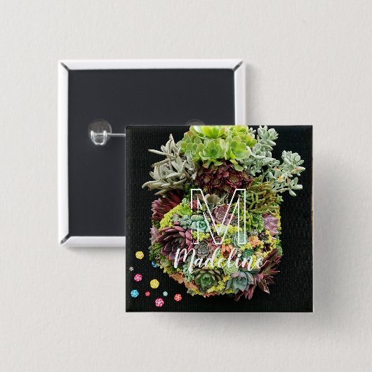 装飾多肉類 缶バッジ (正面&裏面)