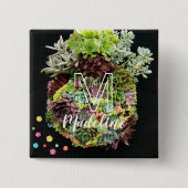 装飾多肉類 缶バッジ (正面)