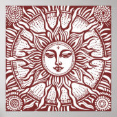 装飾天体ヴィンテージレトロ日が差すこと ポスター (正面)