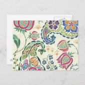 装飾孔雀とカラフル花 ポストカード (正面/裏面)