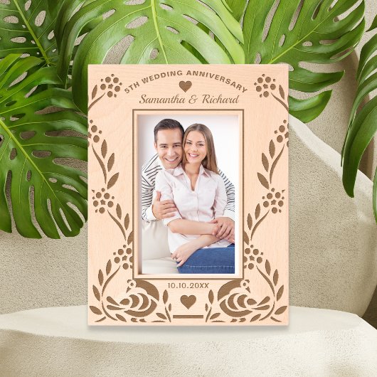 装飾孔雀フローラ結婚記念日 レーザー彫刻フレーム