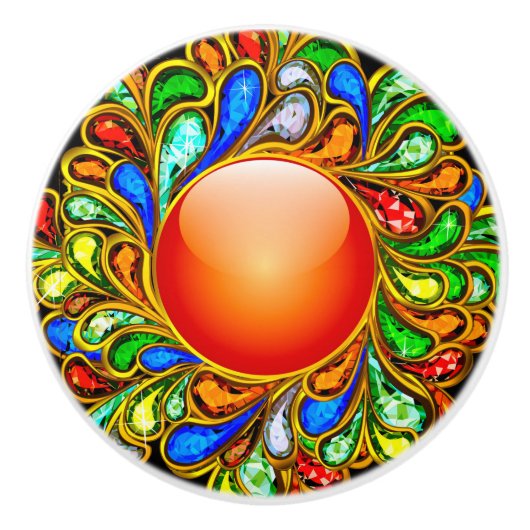 装飾宝石ドロワきらきら光るーブノブ – SRF セラミックノブ (正面)