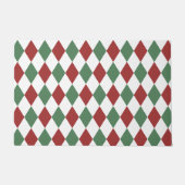 装飾幾何学模様ブガンディーオリーブグリーン ドアマット (正面)