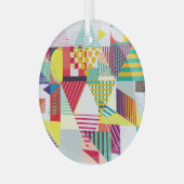 装飾幾何学的、抽象芸術シームレスなパターン。 ガラスオーナメント (正面左)