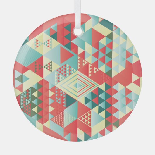 装飾幾何学的、抽象芸術、ヴィンテージ要素。 ガラスオーナメント (正面)