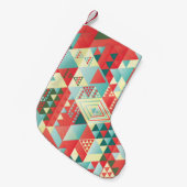 装飾幾何学的、抽象芸術、ヴィンテージ要素。 スモールクリスマスストッキング (正面 (吊り時))