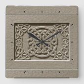 装飾彫刻された石のケルト結び目模様の壁時計 スクエア壁時計 (正面)