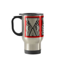 装飾抽象芸術フクロウ（黒、白、赤）