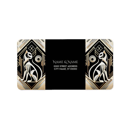 装飾抽象芸術ブラックキャット住所 シール (正面)