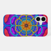 装飾抽象芸術花形 iPhone 16ケース (裏面横)