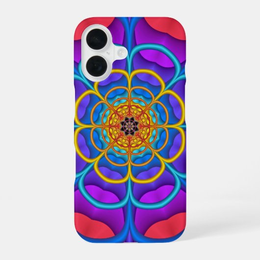 装飾抽象芸術花形 iPhone 16ケース (裏面)