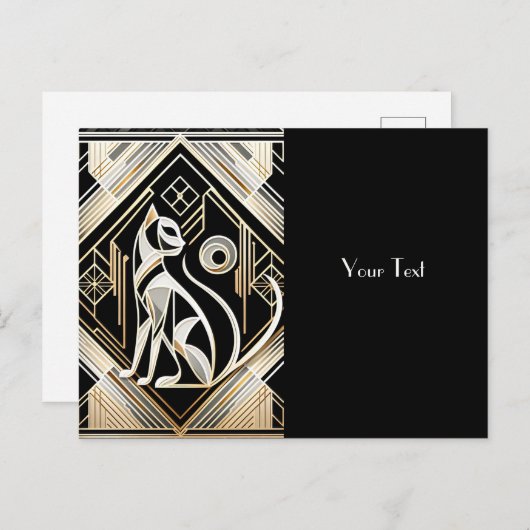 装飾抽象芸術黒猫はがき ポストカード (正面/裏面)