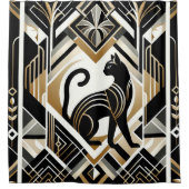 装飾抽象芸術黒猫シャワーカーテン シャワーカーテン (正面)