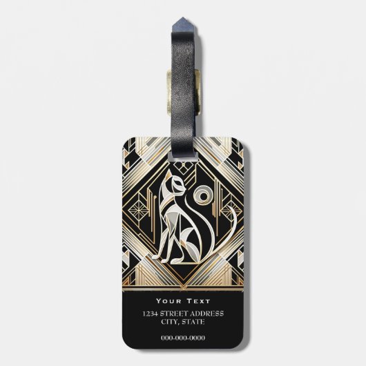 装飾抽象芸術黒猫ラゲッジタグ ラゲッジタグ (裏面縦)