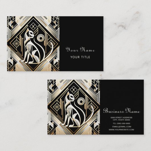 装飾抽象芸術黒猫名刺 名刺 (正面/裏面)