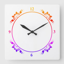 装飾数々の色とホワイトクロック顔時計 スクエア壁時計