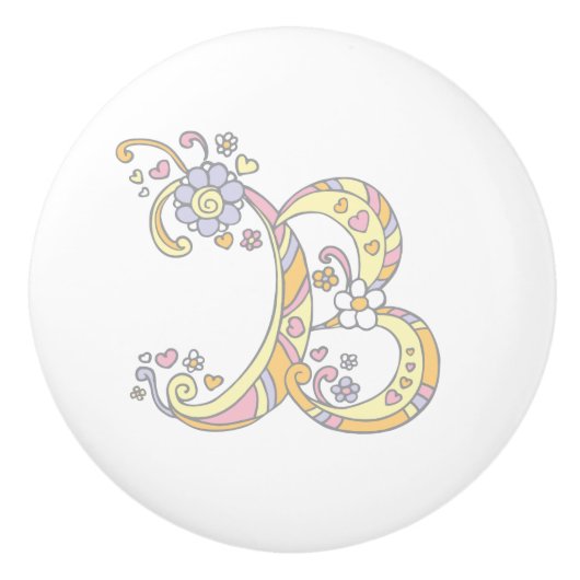 装飾文字Bハンドルモノグラムのノブ セラミックノブ (正面)