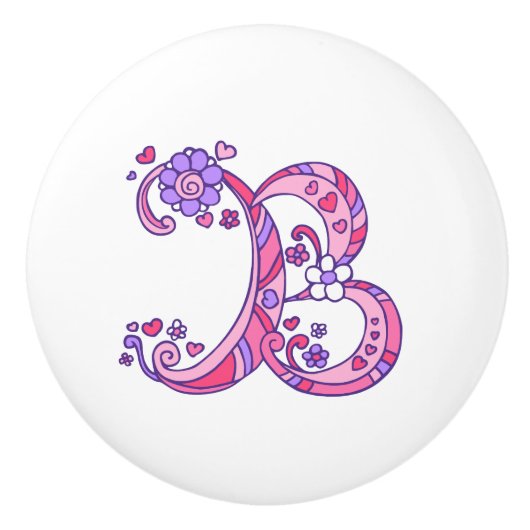 装飾文字Bハンドルモノグラムのノブ セラミックノブ (正面)