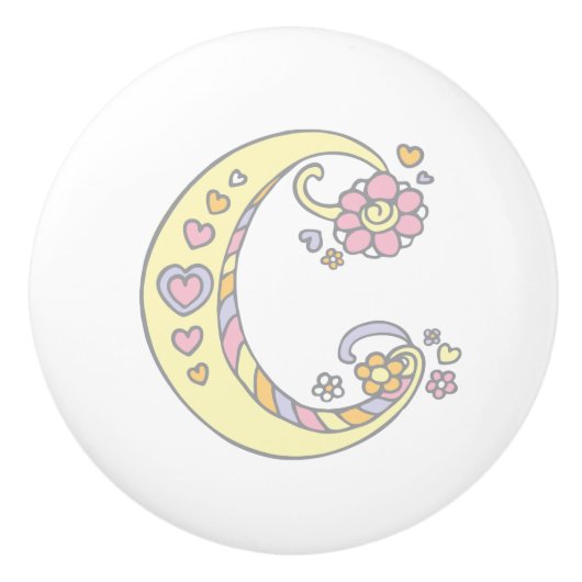 装飾文字Cハンドルモノグラムのノブ セラミックノブ (正面)