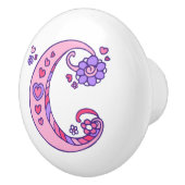 装飾文字Cハンドルモノグラムのノブ セラミックノブ (右)