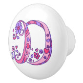 装飾文字Dハンドルモノグラムのノブ セラミックノブ (右)