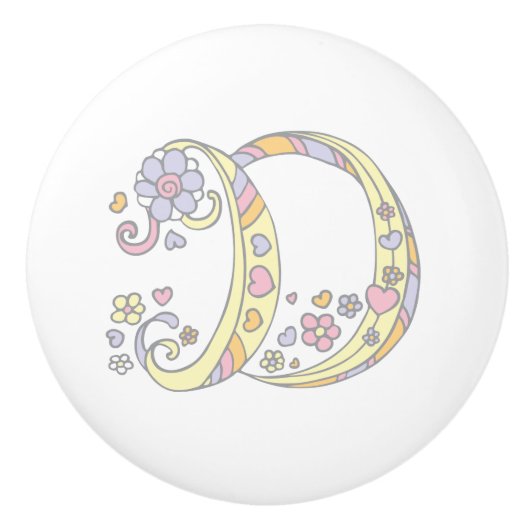 装飾文字Dモノグラムハンドルプルノブ セラミックノブ (正面)