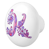 装飾文字Kモノグラムピンクパープルノブ セラミックノブ (右)