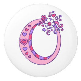 装飾文字Oハンドルモノグラムのノブ セラミックノブ