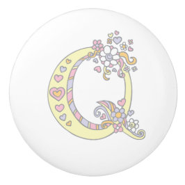 装飾文字Qモノグラムハンドルプルノブ セラミックノブ