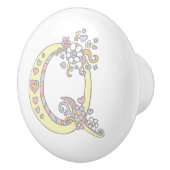 装飾文字Qモノグラムハンドルプルノブ セラミックノブ (右)