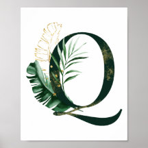 装飾文字Q (熱帯葉付)