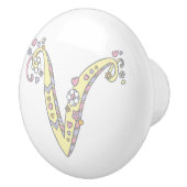 装飾文字Vモノグラムハンドルプルノブ セラミックノブ (右)