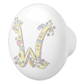 装飾文字Wハンドルモノグラムのノブ セラミックノブ (右)