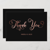装飾書道フェイクバラ金箔ブラック サンキューカード (正面/裏面)