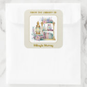 装飾本、花瓶。シェルフ蔵書票 スクエアシール (バッグ)