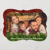 装飾松の枝のファンシークリスマスフォト シーズンカード (正面/裏面)