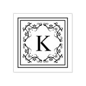 装飾枠のまわりにAモノグラカスタムム文字 ラバースタンプ (インプリント)